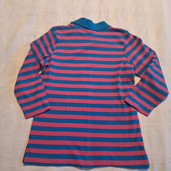 Liz Claiborne women's size Small pink & blue striped polo shirt, new - Picture 5 of 5